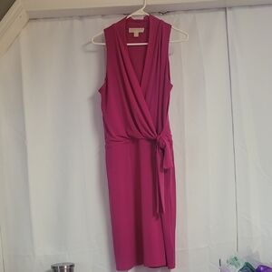 Michael Kors Pink SleevelessWrap Midi Dress
